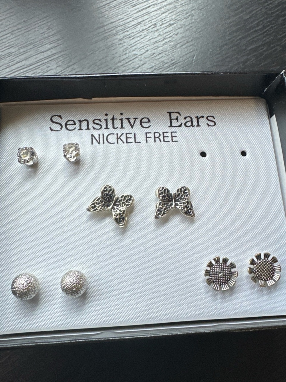 Sensitive Ears Nickel-Free Silver Butterfly and Stud Earring Set